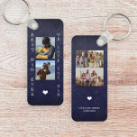 Beste vader ooit vader gepersonaliseerd 5 fotocoll sleutelhanger<br><div class="desc">De beste vader die we altijd van je houden,  is een dikke witte typografie op donkerblauw krijkbord met een gepersonaliseerde dubbelzijdige sleutelhanger met je 5 foto's,  jouw tekst en je handtekening.</div>
