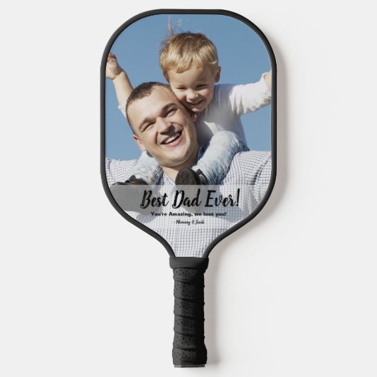 Beste vader ooit vader kind aangepaste foto tekst pickleball paddle (Voorkant)