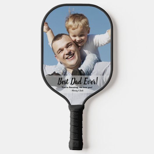 Beste vader ooit vader kind aangepaste foto tekst pickleball paddle (Achterkant)