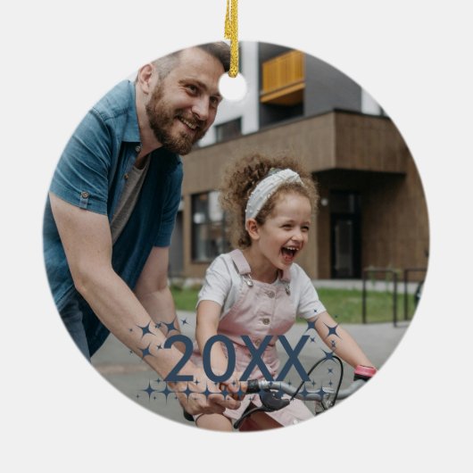 Beste vader ooit, vader met dochter op 1-foto keramisch ornament (Achterkant)