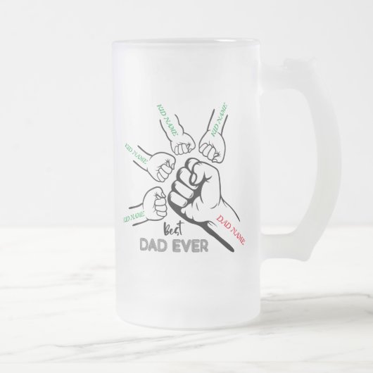 Beste vader ooit, vader van 4, Gepersonaliseerd pa Matglas Bierpul (Rechts)