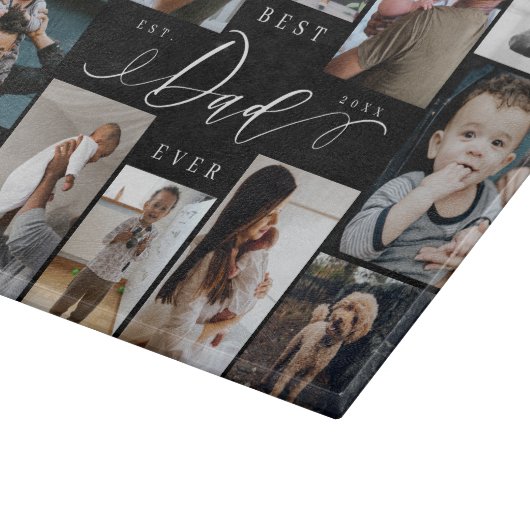 Beste vader ooit | Vaderdag 12 Fotocollage Snijplank (Hoek)