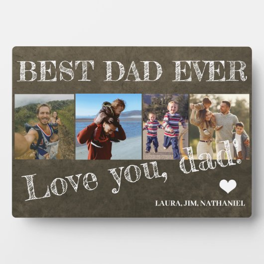 Beste vader ooit Vaderdag 4 fotocollage Plaque Fotoplaat (voorkant)