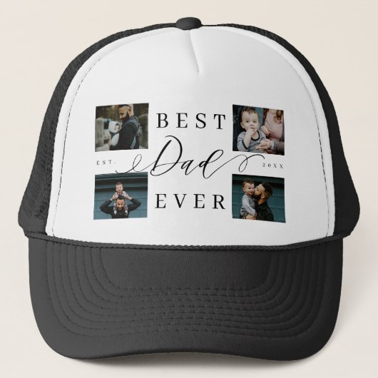 Beste vader ooit | Vaderdag 4 Fotocollage Trucker Pet (Voorkant)