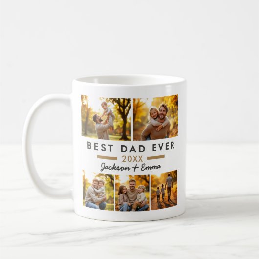 Beste vader ooit Vaderdag 5 fotocollage Koffiemok (Links)