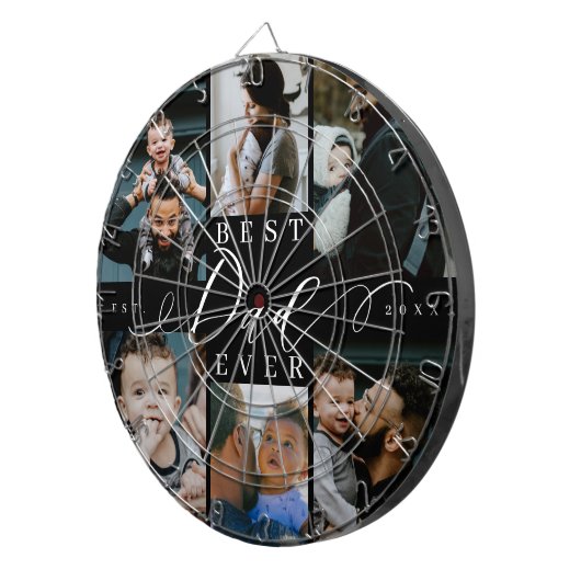 Beste vader ooit | Vaderdag 6 Foto-collage Dartbord (Voorkant Rechts)
