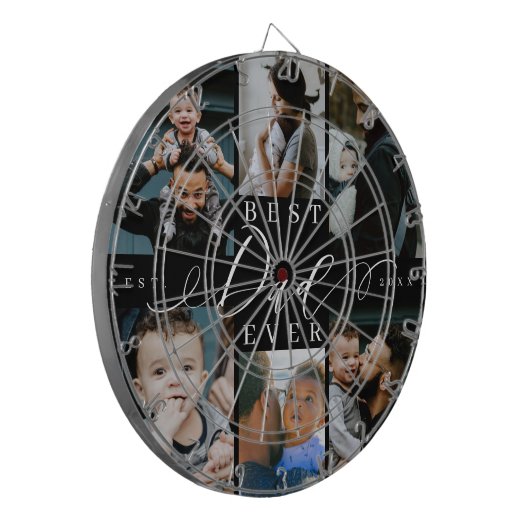 Beste vader ooit | Vaderdag 6 Foto-collage Dartbord (Voorkant Links)