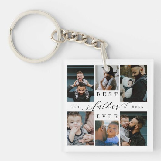 Beste vader ooit | Vaderdag 6 Foto-collage Sleutelhanger (Voorkant)