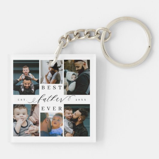 Beste vader ooit | Vaderdag 6 Foto-collage Sleutelhanger (Achterkant)