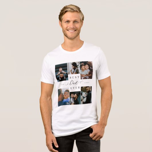 Beste vader ooit | Vaderdag 6 Foto-collage Tri-Blend Shirt (Voorkant volledig)