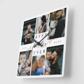 Beste vader ooit | Vaderdag 6 Foto-collage Vierkante Klok (Hoek)