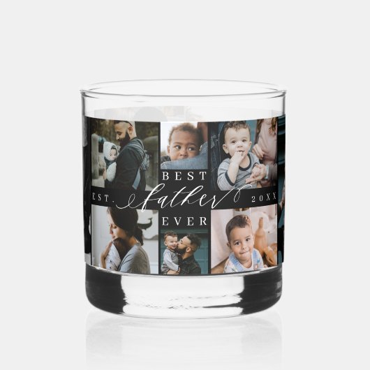 Beste vader ooit | Vaderdag 8 Fotocollage Whisky Glas (Links)