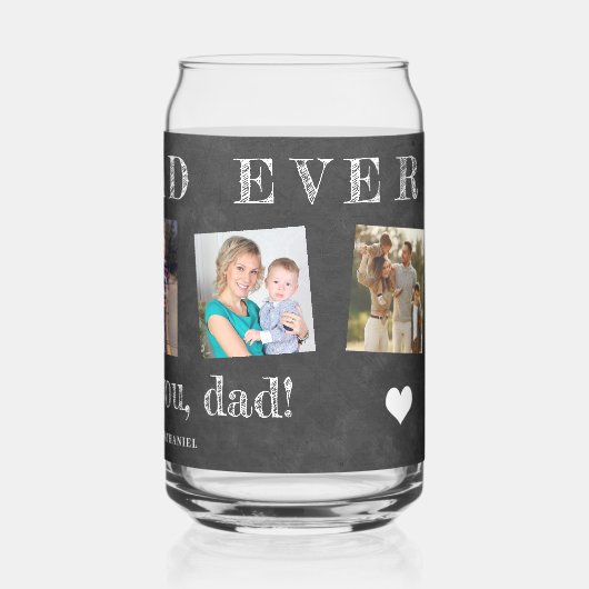 Beste vader ooit Vaderdag aangepaste fotocollage Blikvorm Glas (Achterkant)