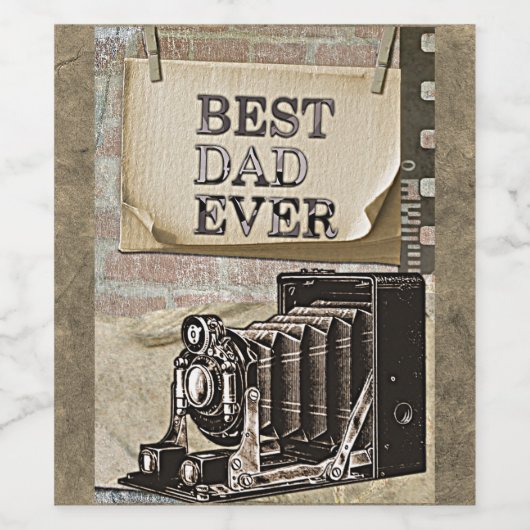 Beste vader ooit  Vaderdag Antiek Wijn Etiket (Enkel label)