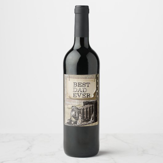 Beste vader ooit Vaderdag Antiek Wijn Etiket (Voorkant)
