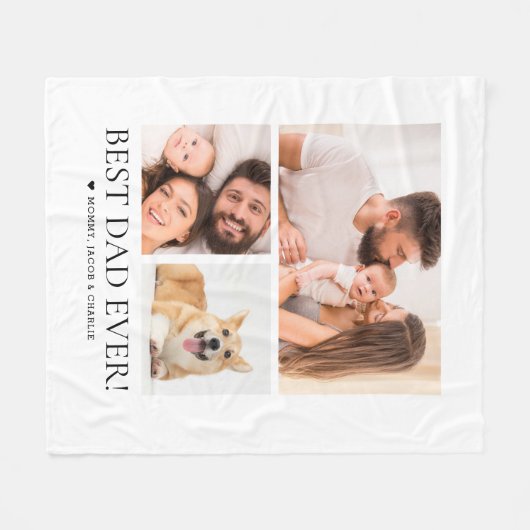 Beste vader ooit Vaderdag Collage Custom Foto's Fleece Deken (Voorkant (Horizontaal))