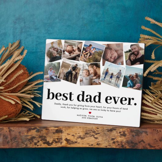 Beste vader ooit Vaderdag Foto Collage Plaque Fotoplaat (Zijkant)