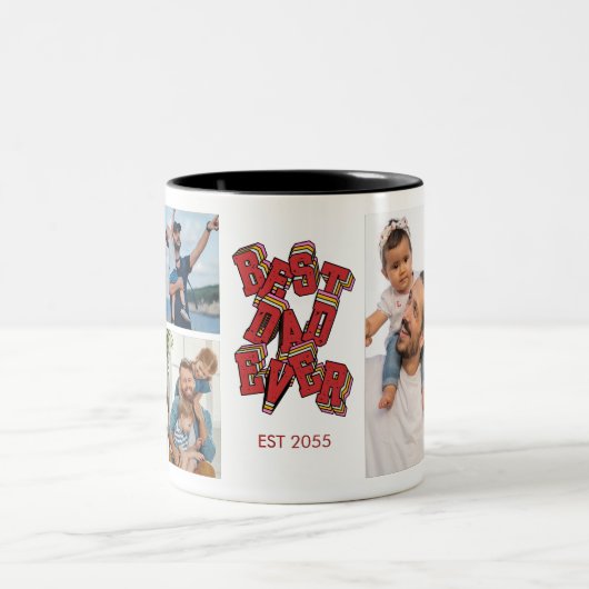 Beste vader ooit Vaderdag Fotocollage Keepake Tweekleurige Koffiemok (Center)