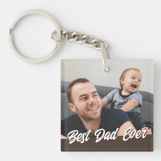 Beste vader ooit Vaderdag Gift Custom Foto Sleutelhanger (voorkant)