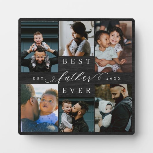 Beste Vader Ooit Vaderdag Gift Foto Woodgrain Fotoplaat (Voorkant)