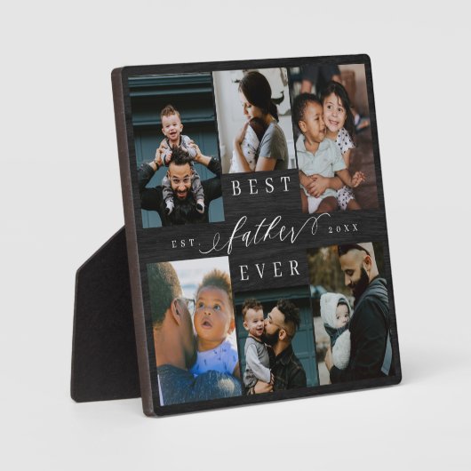 Beste Vader Ooit Vaderdag Gift Foto Woodgrain Fotoplaat (Voorkant)