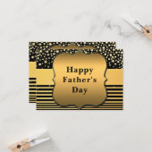 Beste Vader Ooit Vaderdag Kaart Zwart Goud Glitter (Voorkant / Achterkant in situ)