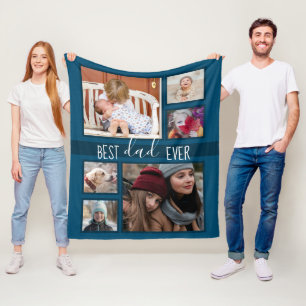 Beste vader ooit Vaderdag Multi foto blauw Fleece Deken