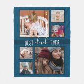 Beste vader ooit Vaderdag Multi foto blauw Fleece Deken (Voorkant)