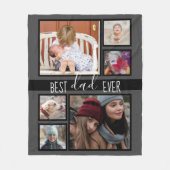 Beste vader ooit Vaderdag Multi foto Grey Fleece Deken (Voorkant)