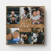 Beste vader ooit Vaderdag Photo Collage Woodgrain Fotoplaat (Voorkant)