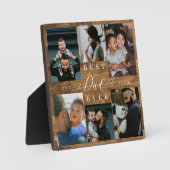 Beste vader ooit Vaderdag Photo Collage Woodgrain Fotoplaat (Voorkant)
