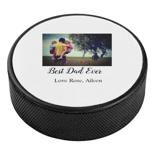 Beste vader ooit vaderdag zoon dochter papa pap p hockey puck (3/4)