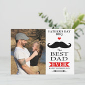 Beste vader ooit vaders Dag BBQ Foto Mustache toev Kaart (Staand voorkant)