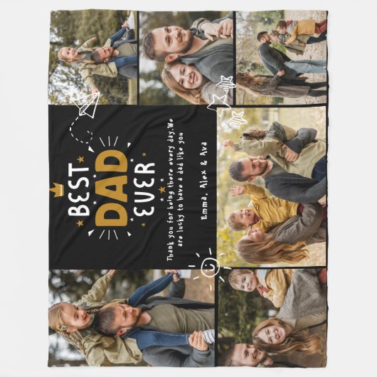 Beste vader ooit vaders dag foto collage familie fleece deken (Voorkant)