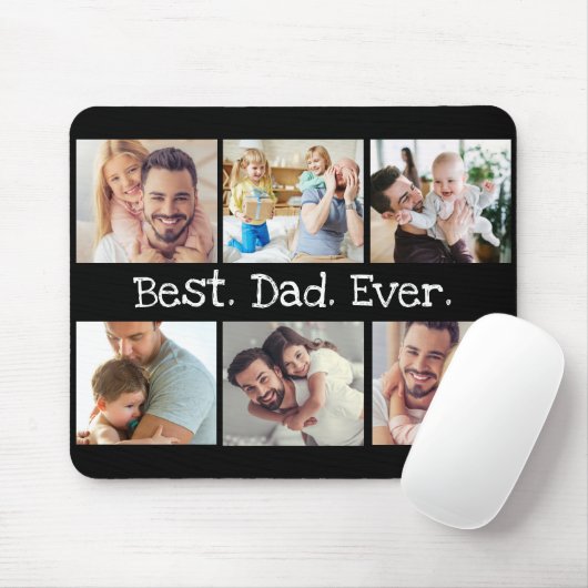 Beste vader ooit vaders Dag Foto Collage in Black Muismat (Met muis)
