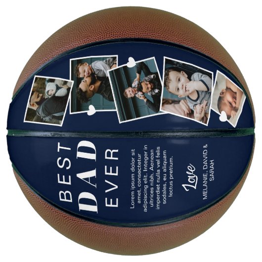 Beste vader ooit vaders Dag Foto Collage Navy Blue Basketbal (Voorkant)