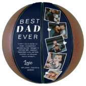 Beste vader ooit vaders Dag Foto Collage Navy Blue Basketbal (Verticaal)