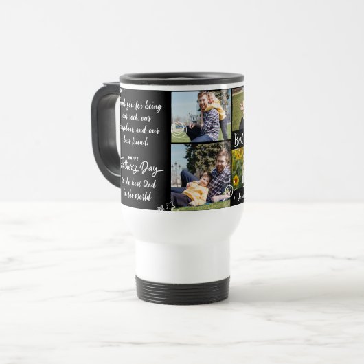 Beste vader ooit vaders dag fotocollage reisbeker (Voorkant links)