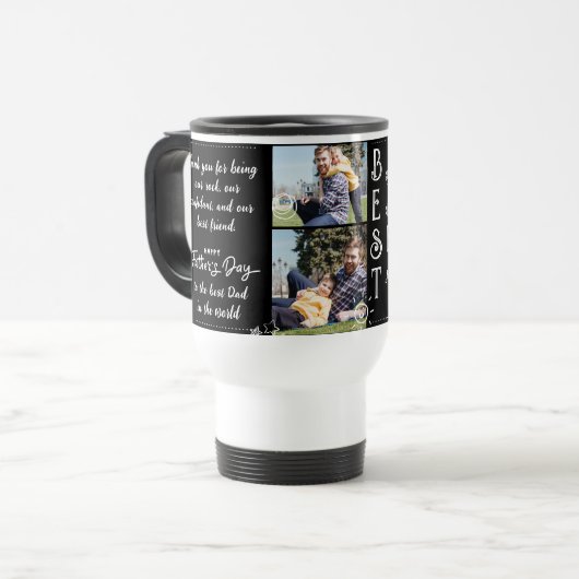 Beste vader ooit vaders dag fotocollage reisbeker (Voorkant links)