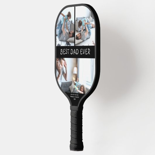 Beste vader ooit vaders Dag Kinder Foto Collage Gi Pickleball Paddle (Links)