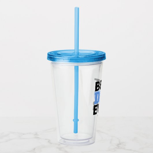 Beste vader ooit vaders Dag Modern Blauw Aangepast Acryl Drinkbeker (Rechts)