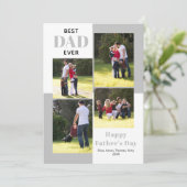 Beste vader ooit vier foto's grijze Vaderdag kaart (Staand voorkant)