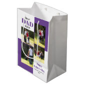 Beste vader ooit vier foto's paars Vaderdag Medium Cadeauzakje (Voorkant Gekanteld)