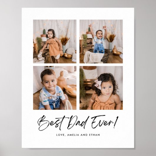Beste vader ooit vier foto's poster (Voorkant)