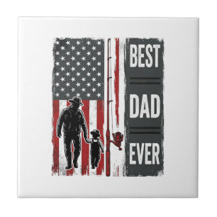 Beste Vader Ooit Vissersvlag Vintage Vector Design Tegeltje