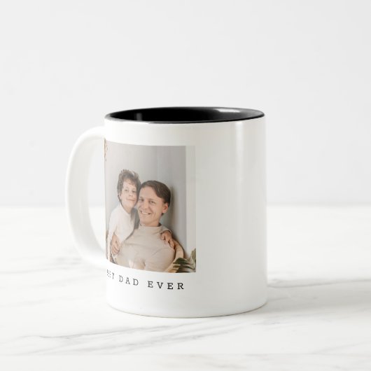 Beste vader ooit volledig foto gepersonaliseerd tweekleurige koffiemok (Voorkant links)