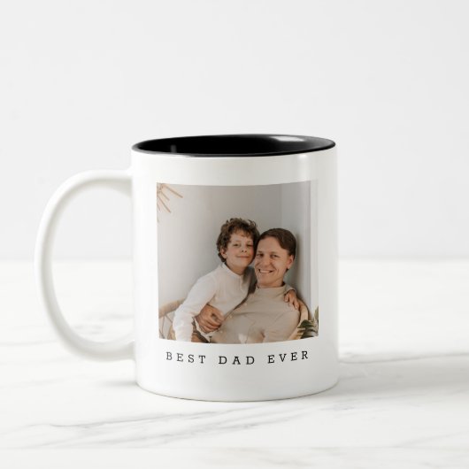Beste vader ooit volledig foto gepersonaliseerd tweekleurige koffiemok (Links)