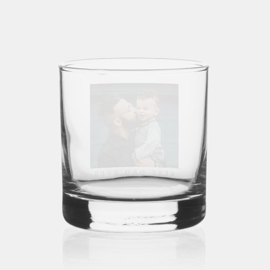 Beste vader ooit volledig foto gepersonaliseerd whisky glas (Achterkant)