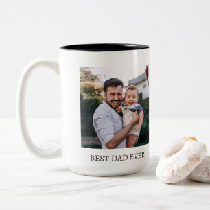 Beste vader ooit volledige foto gepersonaliseerde tweekleurige koffiemok