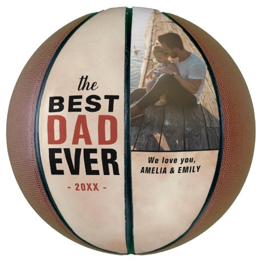 Beste vader ooit Waterverf Vader Dag Foto mandje Basketbal (Verticaal)